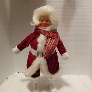 Vintage Harold Gale Mrs  Clause  Doll with Plaid Scarf